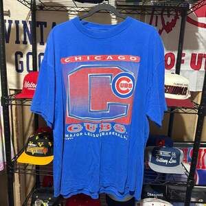 Vintage 1997 Logo 7 Chicago Cubs MLB Baseball T-Shirt XXL Blue